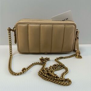 Coach Kira Crossbody Bag with Pillow Quilting in Clay Color Chain Strap EUC